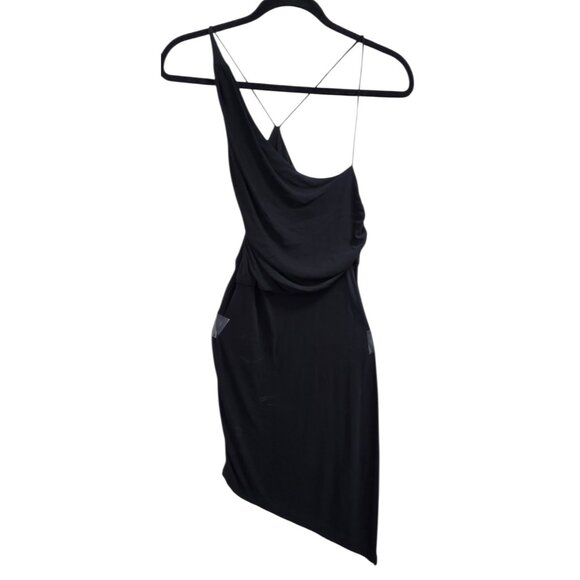 Women's Diane Von Furstenberg Black Asymmetrical dress with rouching Size 4 - Picture 4 of 10